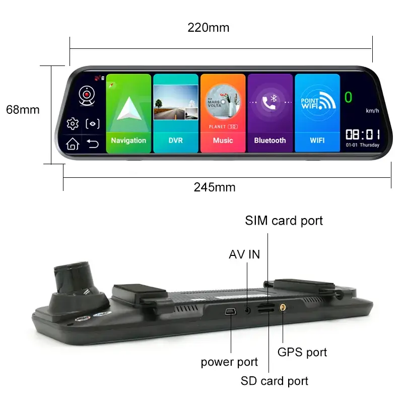 Shenzhen Manufacturer GPS Navigation 10 Inch 4G Dual Lens Car DVR Camera 1080P ADAS Dash Cam Android 2G+32GB IPS Screen Built-in — image 6