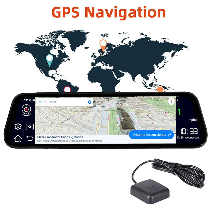 Android 8.1 System 10 Inch Touch Screen Dual Lens Video Recorder Rear View Mirror 4G WiFi Car Camera — view 2