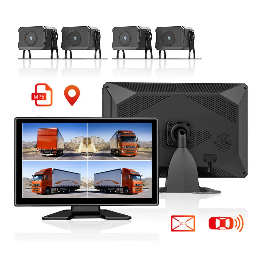 4G WiFi GPS Truck Dashcam 4 Channel 1080P Car DVR 10.1" Screen 360 Degree View Blind Spot Warning Dashboard Camera for F — view 1