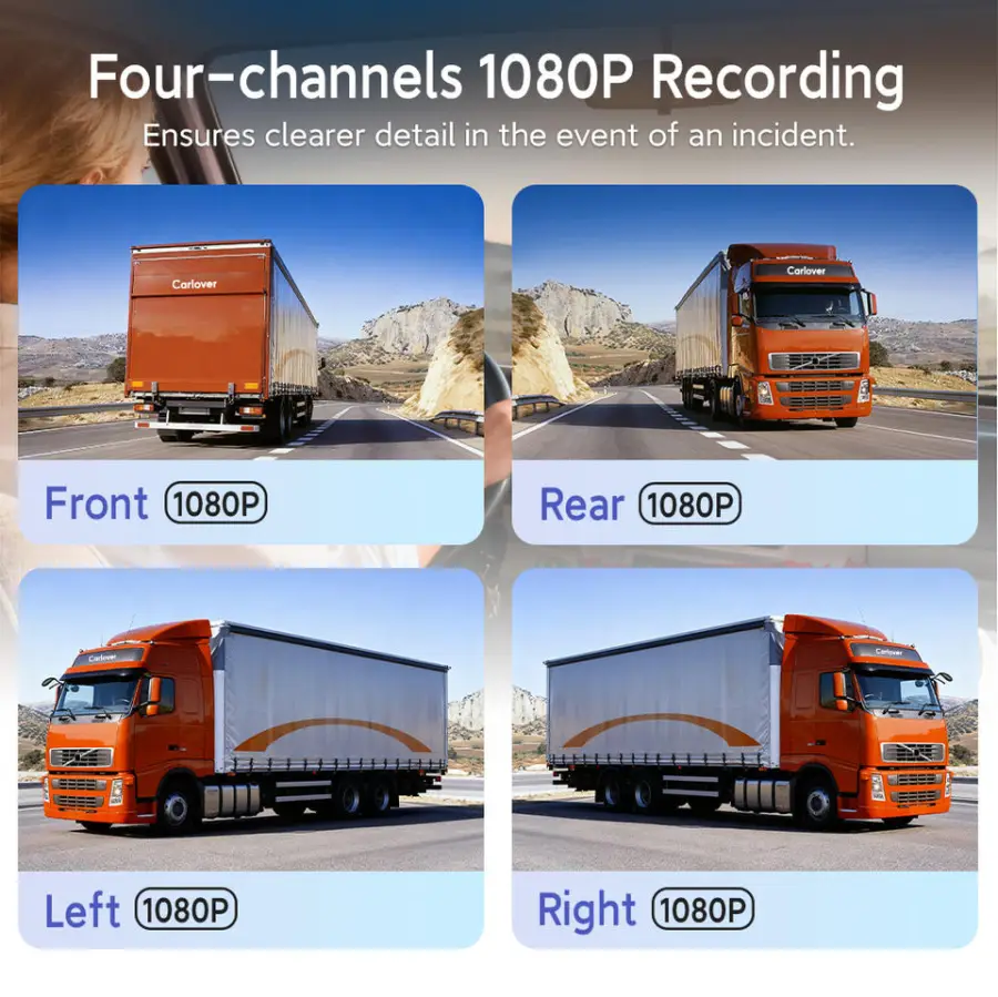 4 Camera Dash Cam 1080P 10.1 Inch Monitor 360 Panoramic Vehicle Security System 4G GPS Tracking Truck DVR with Night Vision — image 5