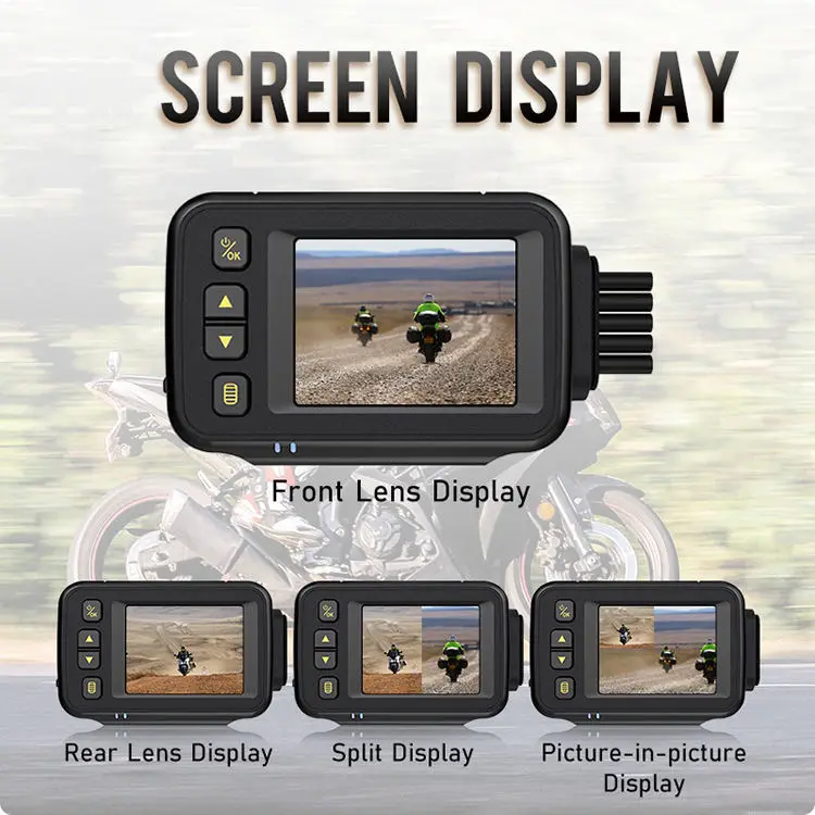 Carlover 2 Inch IPS 720P Waterproof Dual Lens 140 Ultra Wide Angle Motorcycle DVR Dash Cam with Loop Recording — view 4