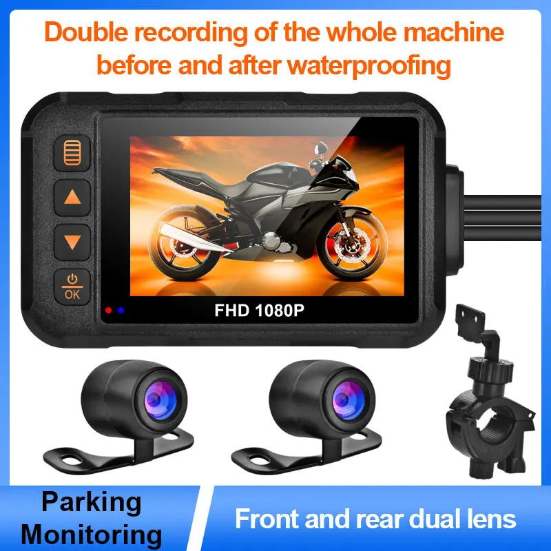 Custom Logo 3 Inch Dual Lens Waterproof Dash Cam Motorcycle Driving Recorder Camera DVR — view 6