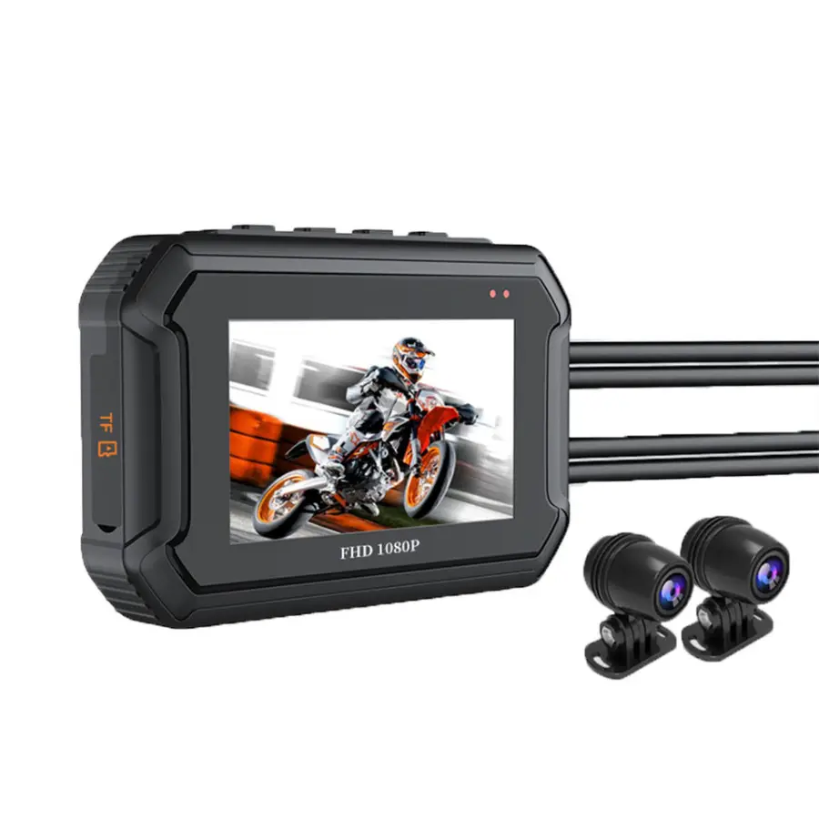 GPS Motorcycle DVR Dashcam Dual Lens 1080P 3.0" IPS Screen WiFi Super Night Vision 12 Months Warranty IP65 Waterproof G- — view 1