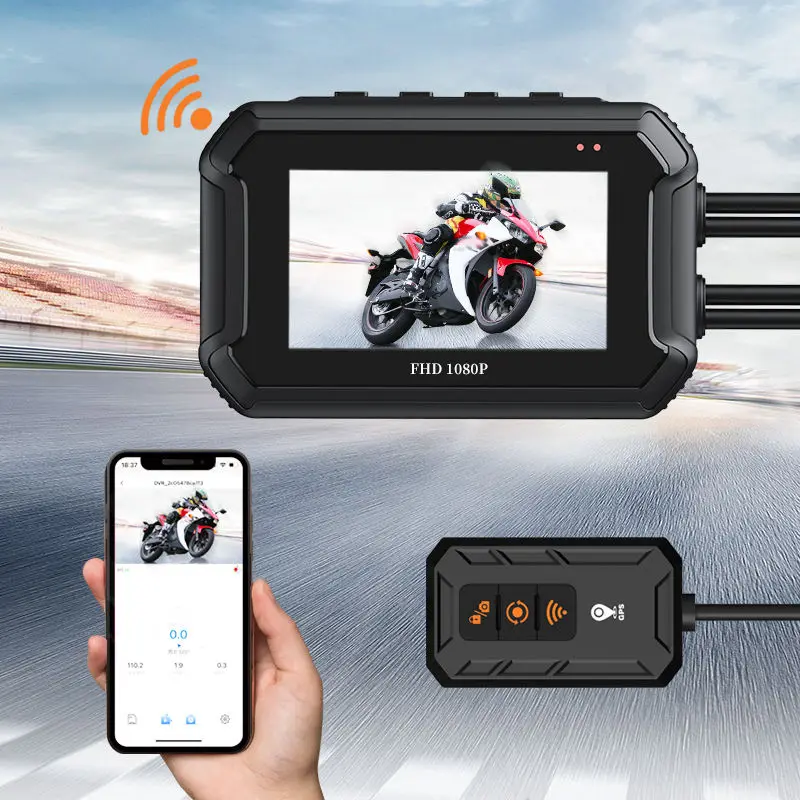 GPS Motorcycle DVR Dashcam Dual Lens 1080P 3.0" IPS Screen WiFi Super Night Vision 12 Months Warranty IP65 Waterproof G- — view 3
