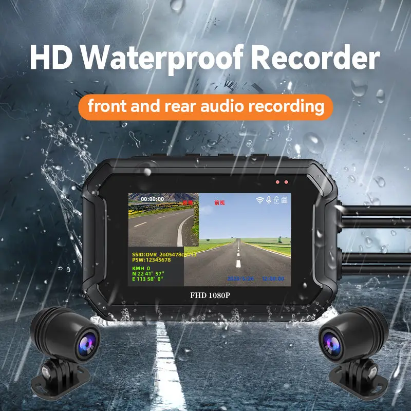 GPS Motorcycle DVR Dashcam Dual Lens 1080P 3.0" IPS Screen WiFi Super Night Vision 12 Months Warranty IP65 Waterproof G- — view 4