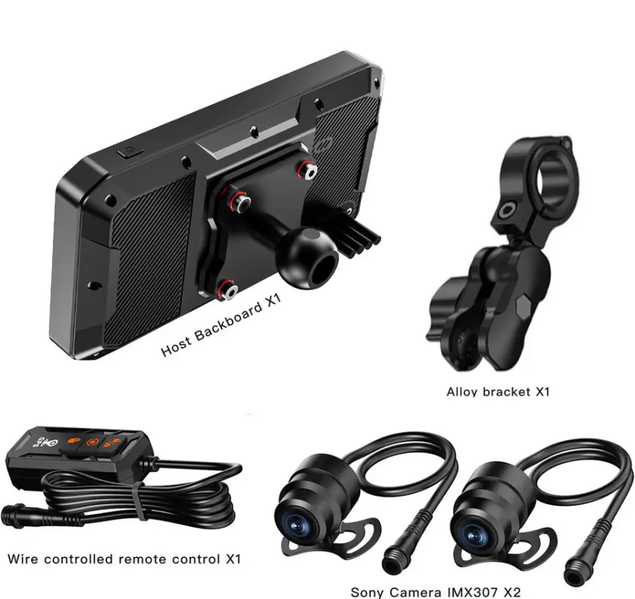 6.25 Inch IP67 Waterproof Loop Recording Wifi GPS Carplay Auto Motorcycle DVR TPMS BSD Dash Cam AHD 1080p Motorcycle Camera — image 3