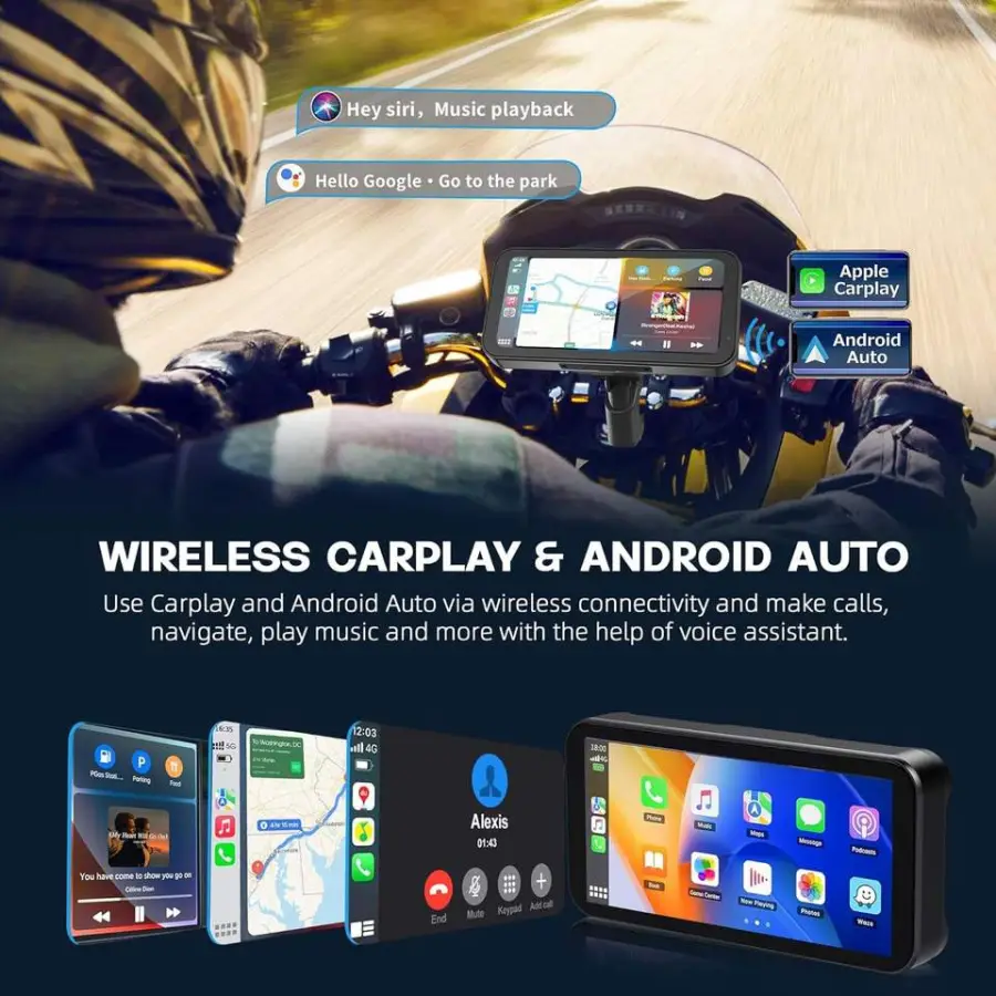 6.25 Inch IP67 Waterproof Loop Recording Wifi GPS Carplay Auto Motorcycle DVR TPMS BSD Dash Cam AHD 1080p Motorcycle Camera — image 5