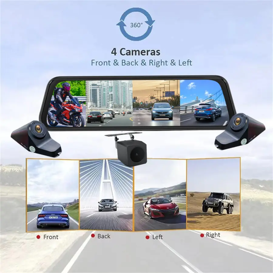 Carlover N98 9.66 Inch 4 Lens 2K ADAS BSD WiFi Rearview Car Camera Dash Cam — view 2