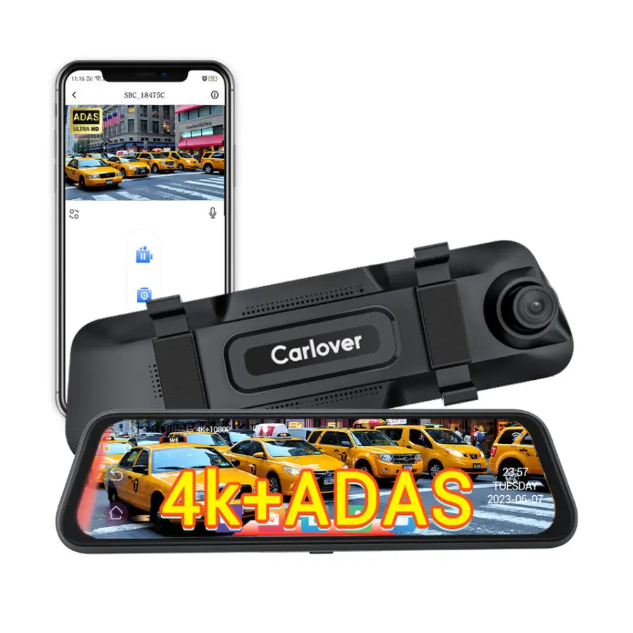 Carlover OEM 4K Car Rearview Mirror DashCam With ADAS BSD 10 Inch Parking Monitor Night Vision Dash Cam — image 3