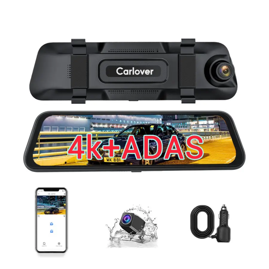 Car Black Box Dash Cam 4k Car Mirrors with WiFi Connectivity Rear Camera with BSD Blind Spot Monitoring Reminder — view 1
