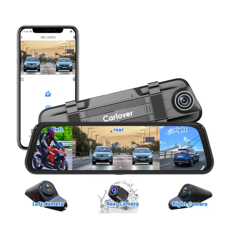 4K 10 Inch Touch Screen 4 Channel ADAS WIFI Mirror Car Camera Dash Cam Night Vision Made in China — view 3