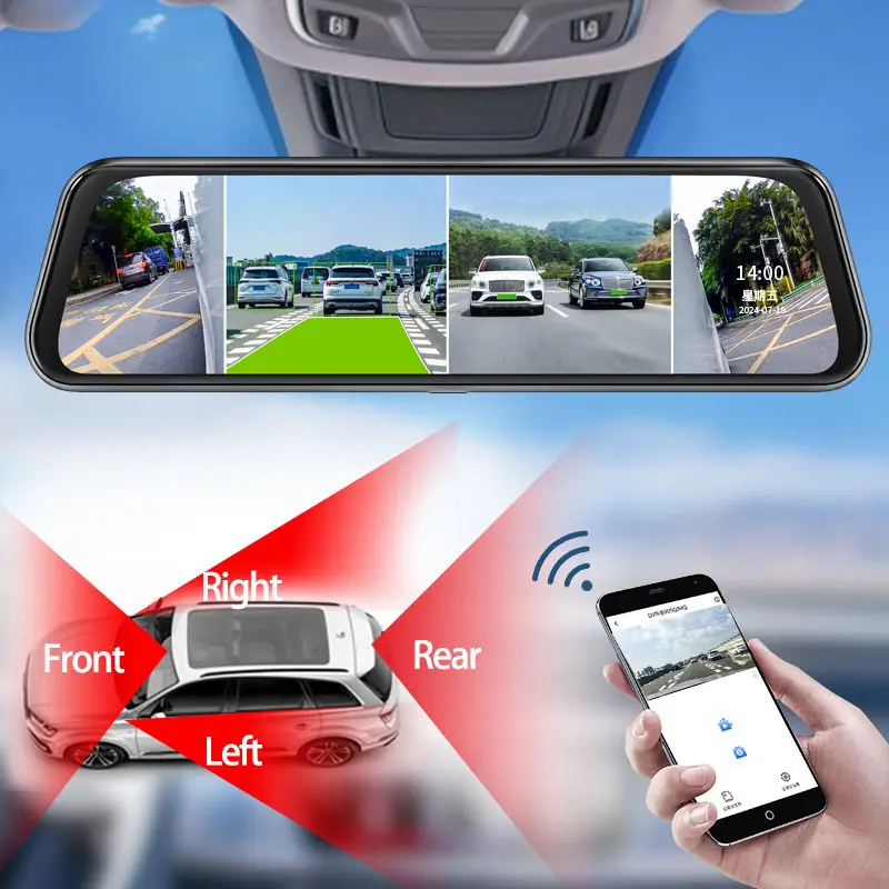 4K 10 Inch Touch Screen 4 Channel ADAS WIFI Mirror Car Camera Dash Cam Night Vision Made in China — view 5