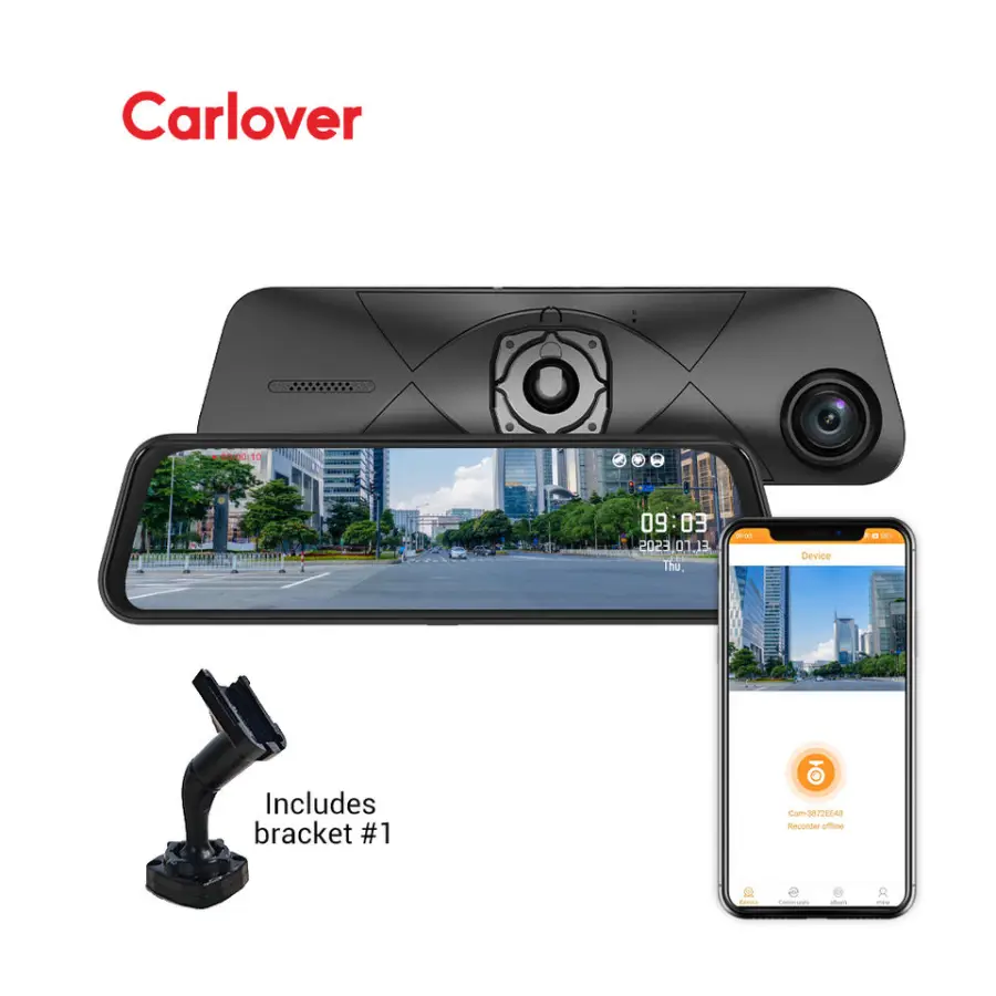 10-Inch WIFI 2K Dual Lens Car Camera DVR Mirror with Night Vision and Special Bracket Touch Screen Dash Cam From Carlove — view 2
