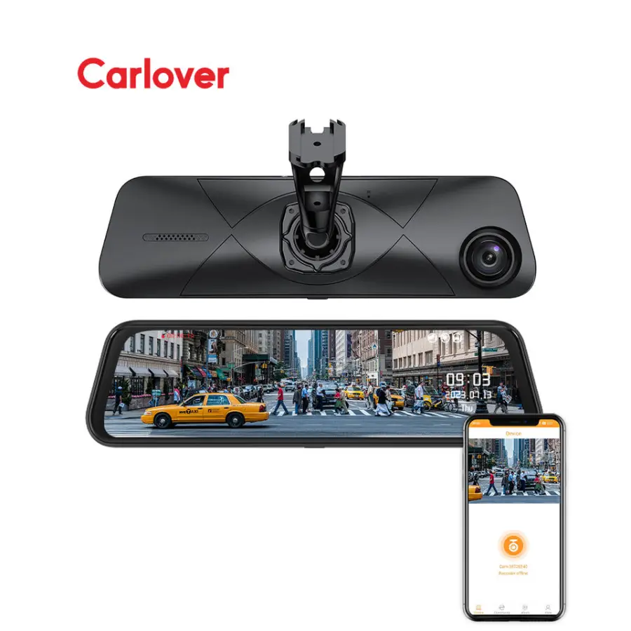 10-Inch WIFI 2K Dual Lens Car Camera DVR Mirror with Night Vision and Special Bracket Touch Screen Dash Cam From Carlove — view 3
