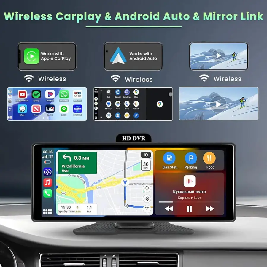 10.26inch 4K Carplay Dual Lens 170 Ultra Wide Angle IPS Screen Front/Rear Car Black Box DVR Dash Camera Video Recorder — view 4