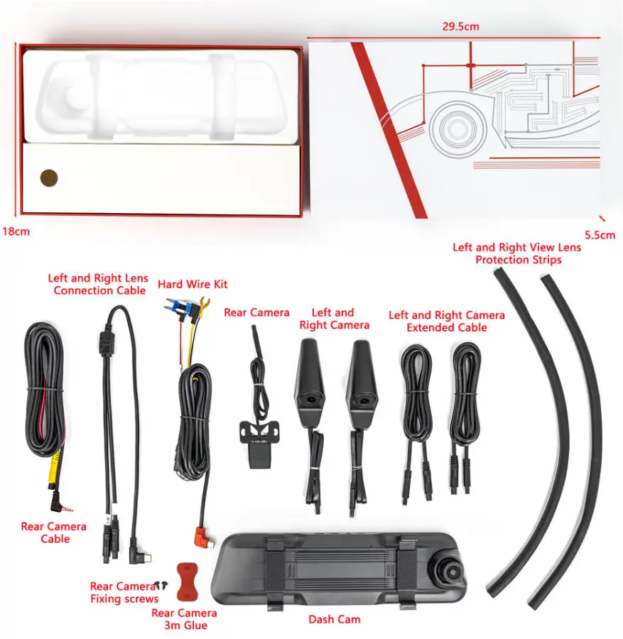 4 Lens WiFi Streaming Media 10-inch Rearview Mirror Dash Cam ADAS and BSD Function Assisted Driving Dashcam — view 6
