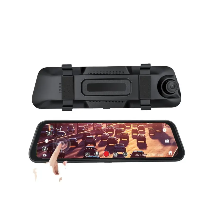 Rearview Mirror with Camera 1080p Dual Lens 10 Inch Touch Screen Dash Cam Video Recorder Loop Recording — view 1