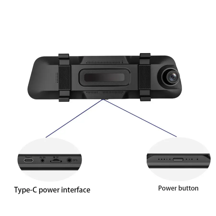 Rearview Mirror with Camera 1080p Dual Lens 10 Inch Touch Screen Dash Cam Video Recorder Loop Recording — image 3