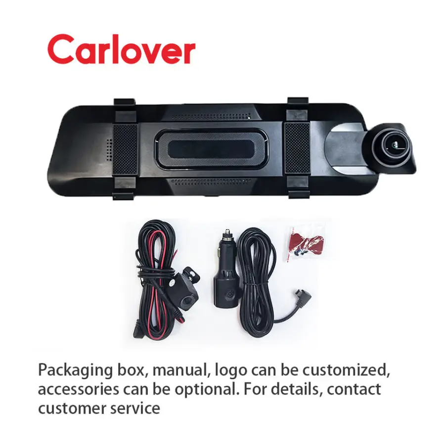 Rearview Mirror with Camera 1080p Dual Lens 10 Inch Touch Screen Dash Cam Video Recorder Loop Recording — image 5