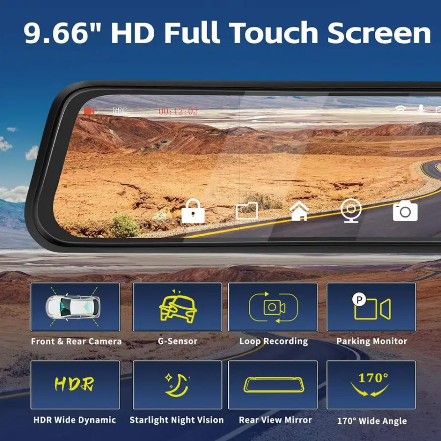 Carlover N8pro 4K Front & Rear View Mirror Car Camera Recorder with Touch Screen Super Night Vision & ADAS — image 5