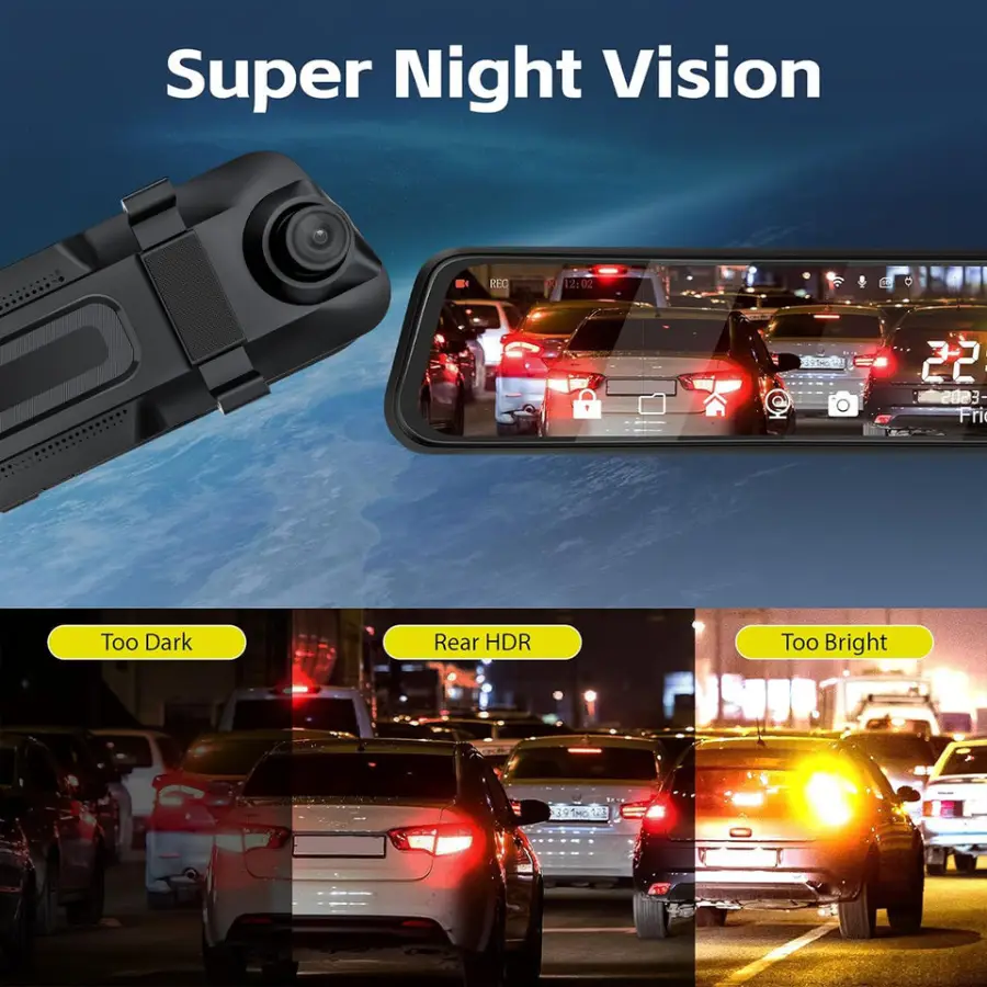 Carlover N8pro 4K Front & Rear View Mirror Car Camera Recorder with Touch Screen Super Night Vision & ADAS — image 6