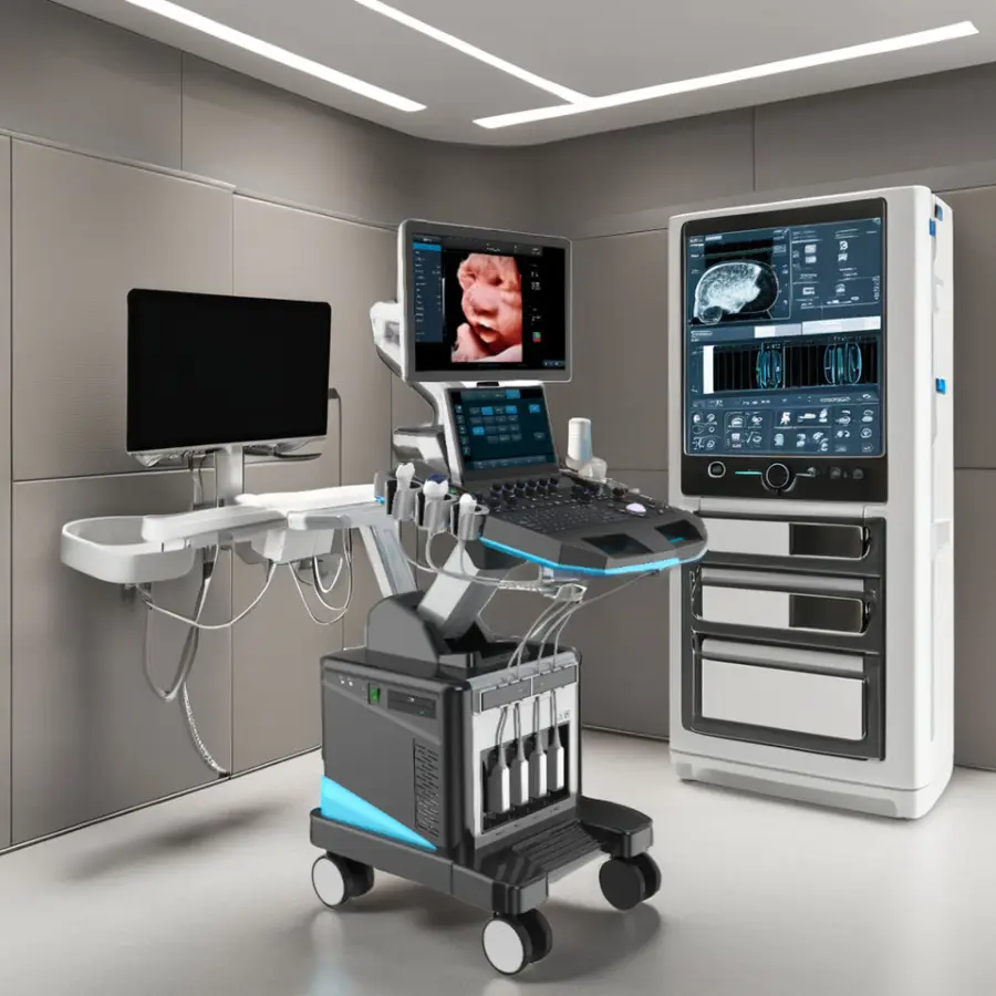 UMY UM-T50 Electric Portable Metal Color Ultrasonic Diagnostic Ultrasound Machine with 21.5" LED + 13.3" Touch Screen Movable — image 4