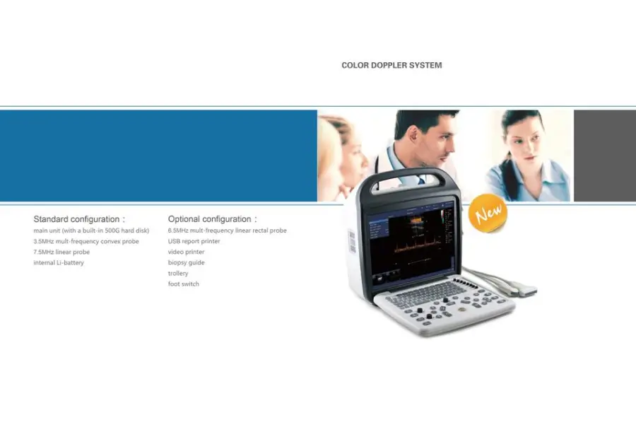 Human Use Portable Ultrasound Color Doppler Ultrasound Machine with Convex and Linear Probe for Clinic — view 6