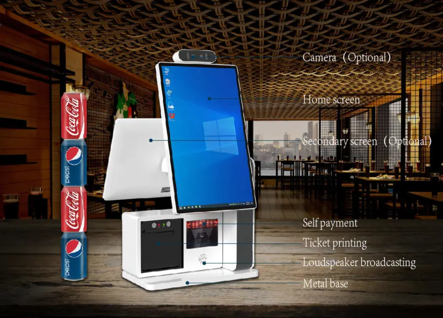 Cheap Terminal Point of Sale Systems Supermarket 15 Inch Dual Touch Screen Android windows 10 Cash Register Machine for Restaur — image 3