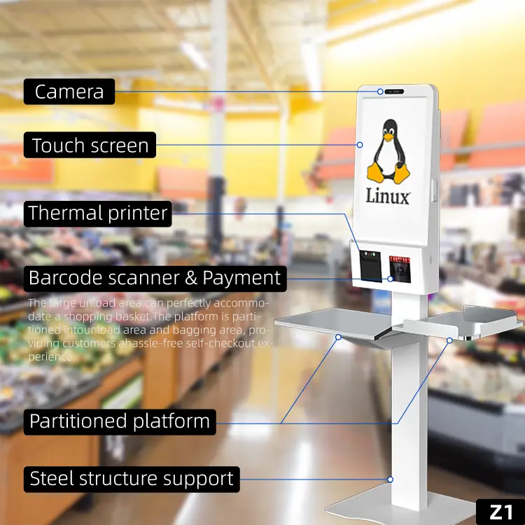 21.5Inch Restaurant Automatic Touch Screen Unattended Self Ordering Self Service Payment Kiosk Machine Android /Windows Kiosk — image 5