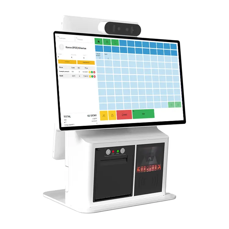 15.6 Inch Capacitive Touch Screen Monitor Pos Android Pos Terminal With Printer Food Menu Self Ordering Kiosk in Restaur — view 1