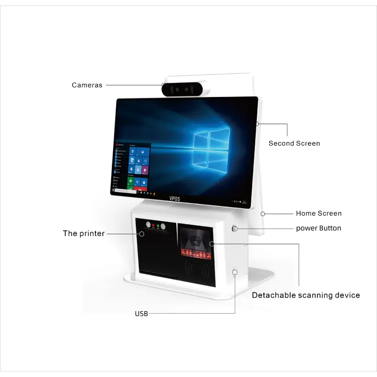15.6 Inch Capacitive Touch Screen Monitor Pos Android Pos Terminal With Printer Food Menu Self Ordering Kiosk in Restaurant — image 3
