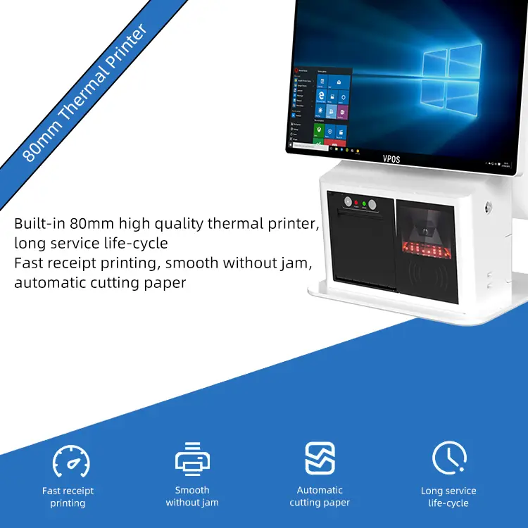 15.6 Inch Capacitive Touch Screen Monitor Pos Android Pos Terminal With Printer Food Menu Self Ordering Kiosk in Restaurant — image 7