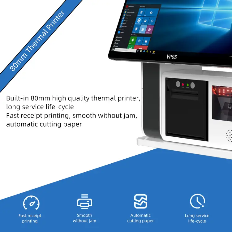 Self Service Cash Register Machine Pos Systems With Thermal Printer and Scanner 1D 2D Payment Self Checkout Kiosk Machine — image 4
