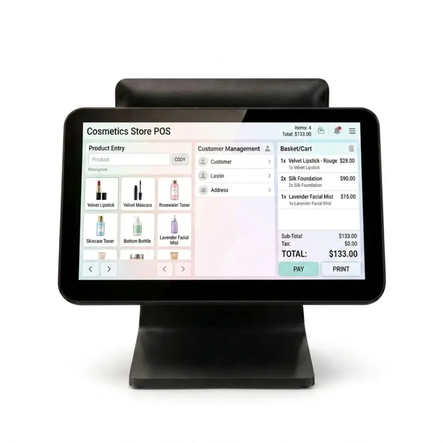 OSCAN 15.6 Inch Dual Screen All in One Point of Sale Touch Screen Pos Machine With 11.6 Inch Customer Display — view 1