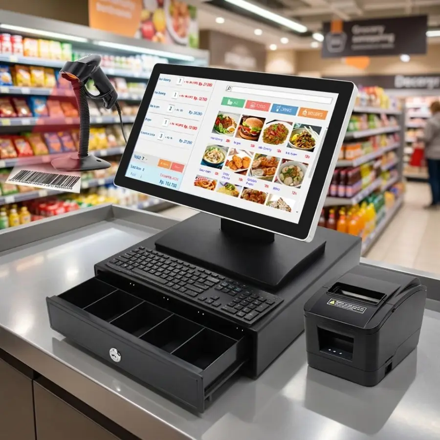 15.6" Industrial All in One Panel PC 10 Points Capacitive Touch Win/Linux POS Terminal for Supermarket Convenience Store — view 1