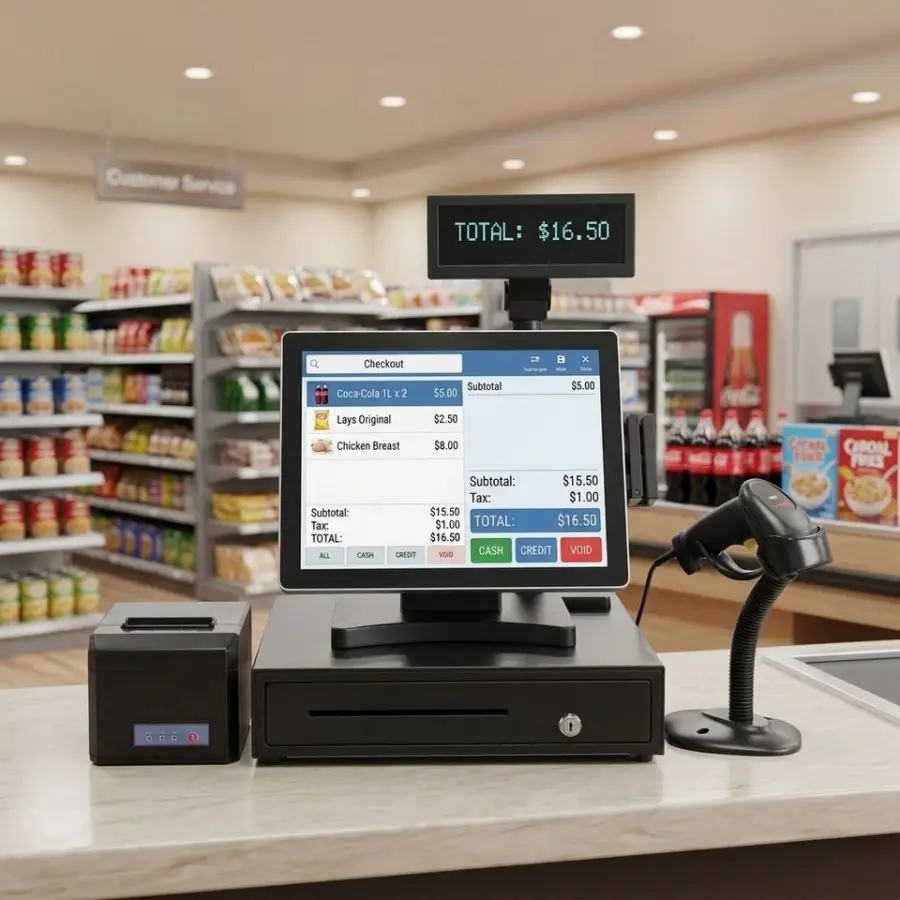 15 Inch Industrial Touch Panel PC1024*768 10-Point Capacitive Screen POS Computer for Supermarket Convenience Store — view 1