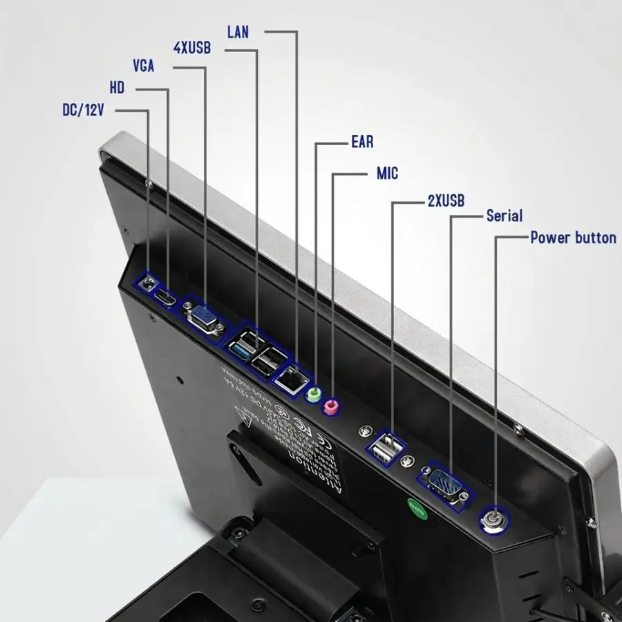 15" True Flat Capacitive Touch Industrial All in One Panel PC Retail Cash Register Terminal for Supermarket Convenience Store — image 4