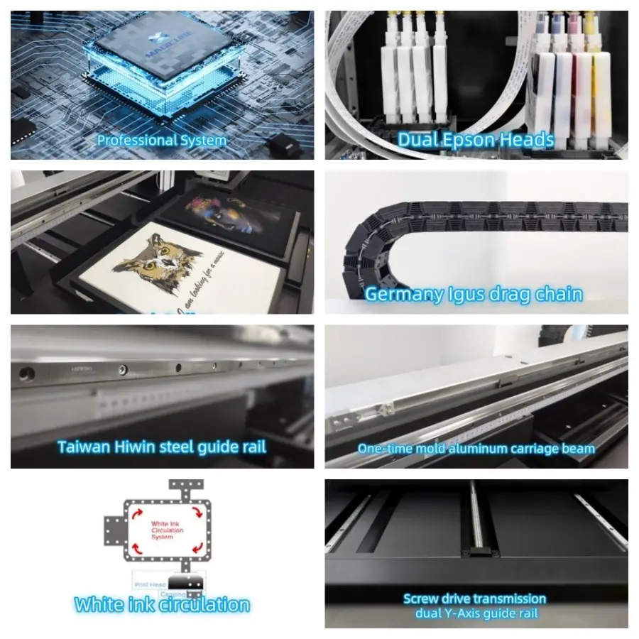 High Speed Best Quality DTG A2 Two Platforms Dtg t Shirts Custom Printer TP-600D with White Ink Circulation System — image 3