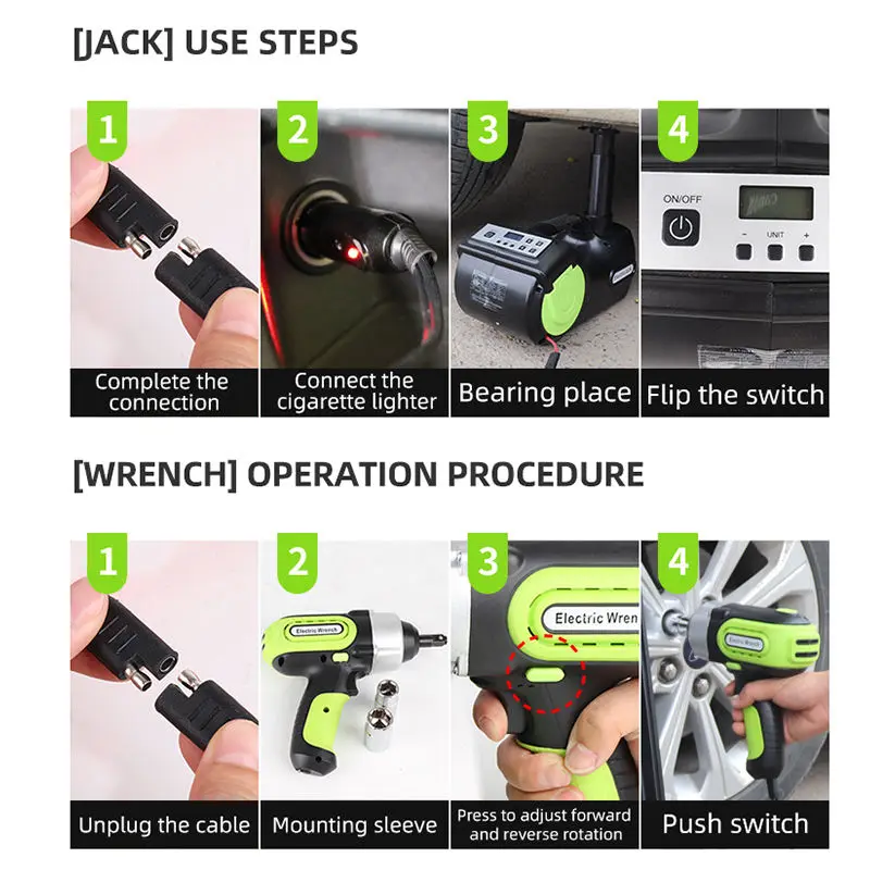 Car Repair Tool All-in-one Automatic 12v 5 Ton Electric Jack for Sedans and SUV — view 3