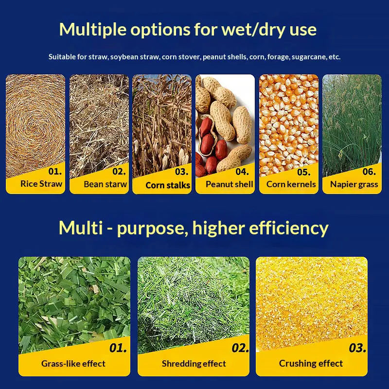 New Wet & Dry Straw Grass Forage Processing Crusher Machine-Multifunctional 3.9 Ton/H Capacity Carbon Steel — view 4