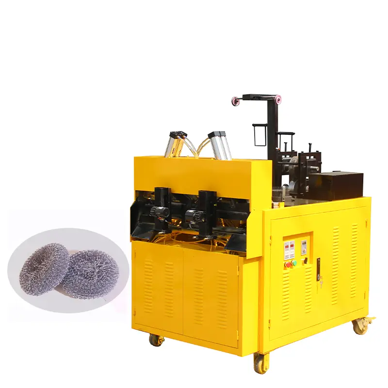 Intelligent 2 Heads Stainless Steel Mesh Scourer Knitting Dish Sponge Scrubber Making Machine With Plc Control — view 1