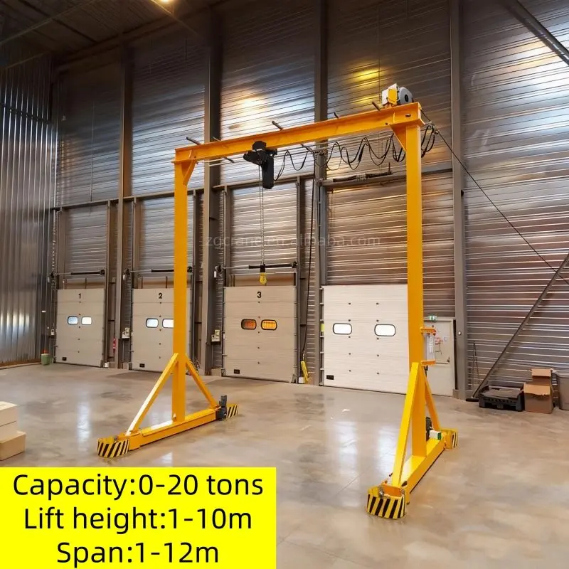 3ton 5ton 10ton Portable Gantry Crane Height Adjustable Light Duty Small Frame Portable Mobile Gantry Crane for Warehous — view 3