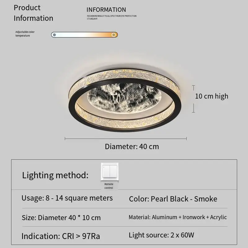 Italian Minimalism Luxury Modern Bedroom Round LED Acrylic Ceiling Lamp Dimmable Light Home Hotel Lobby Banquet Hall Roo — view 4