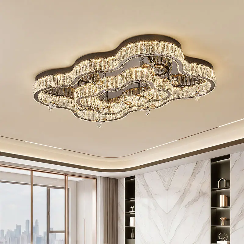 Luxury Crystal Livingroom Led Ceiling Lamp Villa Stainless Steel Home Bedroom Fixture LED Hotel Restaurant Ceiling Light — view 3