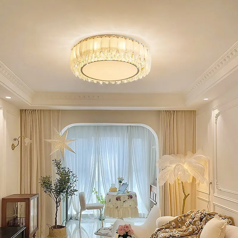 Luxury LED Gold Ceiling Crystal Villa Banquet Hall Style for Living Room Bedroom Hotel Whole House Decor Dimmable Middle — view 2