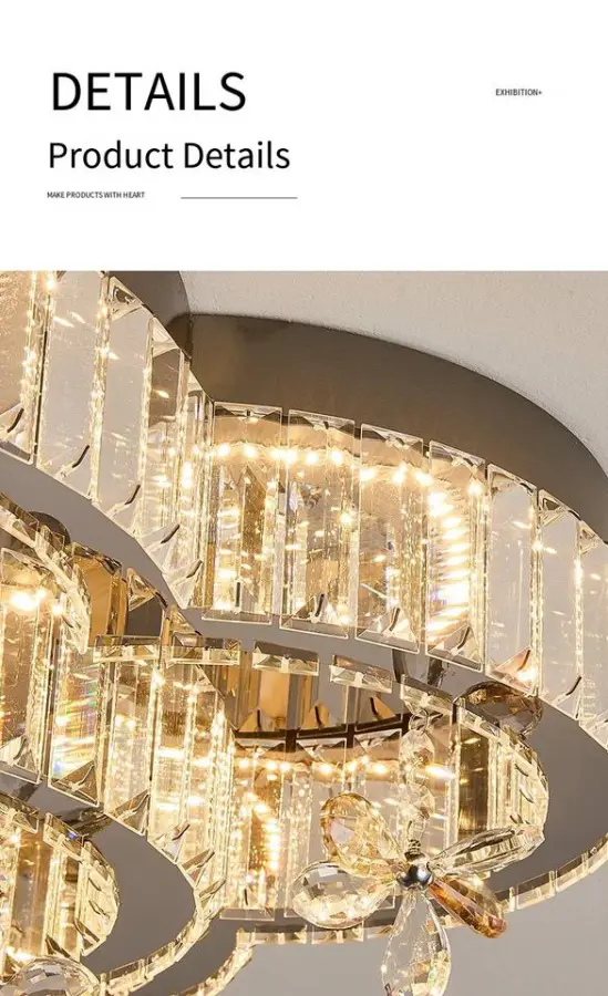 Luxury Crystal Livingroom Led Ceiling Lamp Villa Stainless Steel Home Bedroom Fixture LED Hotel Restaurant Ceiling Light — view 5