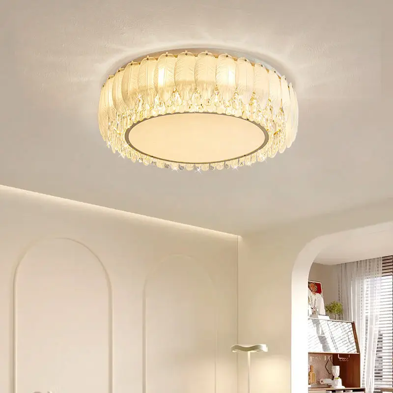 Luxury LED Gold Ceiling Crystal Villa Banquet Hall Style for Living Room Bedroom Hotel Whole House Decor Dimmable Middle — view 4