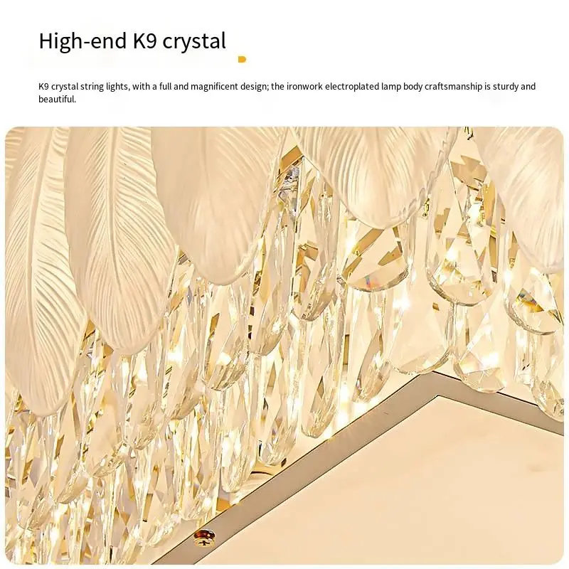 Luxury LED Gold Ceiling Crystal Villa Banquet Hall Style for Living Room Bedroom Hotel Whole House Decor Dimmable Middle — view 5