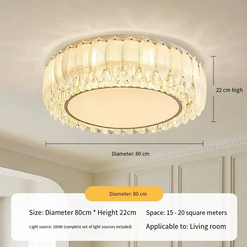 Luxury LED Gold Ceiling Crystal Villa Banquet Hall Style for Living Room Bedroom Hotel Whole House Decor Dimmable Middle — view 6