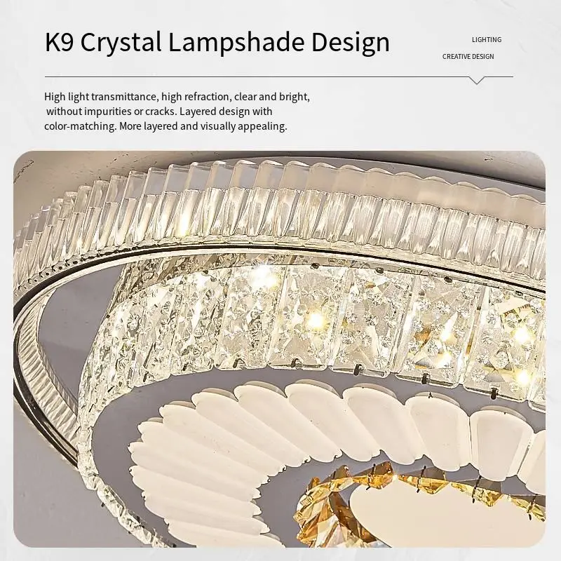 Luxury Middle Bedroom Ceiling Light Crystal LED Eye-Caring Dimmable Home Light for Wedding Banquet Hall Villa Hotel Deco — view 3